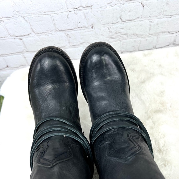 🚫SOLD! 🐎🤠|•FREEBIRD•| Black 'Coal' Lace Up Black Leather & Burgundy Suede🐎 - Picture 9 of 15